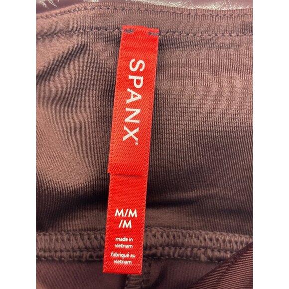 SPANX Faux Patent Leather Ruby Burgundy Cabernet Leggings Medium NEW - Picture 7 of 8